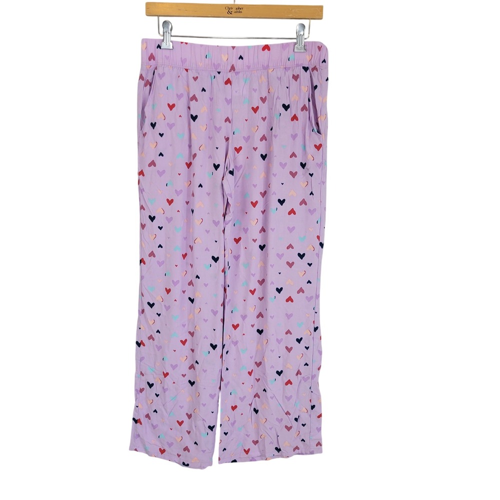 Jockey Modal Wide Leg Pajama Pants Purple Hearts Size‎ Small Pjs Sleepwear